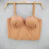 Spring Summer Product Female Solid Color Knit Pleated Bras Camisole Girls Stretch Cropped Tank Tops Y1148 220514