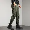 Calça de carga de verão calças de algodão múltiplos bolsos taciticais para homens slim fit calças de streetwear cortações militares 220621