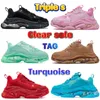 Designer trippel S Clear Sole Casual Shoes M￤n Kvinnor Sneakers Red Turquoise Neon Green Paris Luxury Triple-S Black White Pink Mint Crystal Bottom Platform Dad Shos