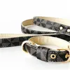 Klassiek geruite hondenkragenharnas en riem set ontwerper PU Leather Dog Collar Snake Skin Pet Leages kleine medium grote honden 5943