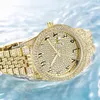 Nuevo reloj de hombre con diamantes helados, circonitas de lujo, joyería de acero inoxidable, reloj de pulsera con número árabe, reloj de cuarzo personalizado