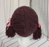 Söt barn flicka hatt beanie hår pigtail peruk cap handgjorda ull garn barn baby hattar och kepsar tillbehör POGRAFI PROPS 220611