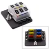 6 WAY BLADE FUSE BOX HOLDER med LED-varningslampa för bilbåt Marine Trike 12V 24V CY880-CN