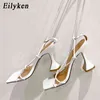 Sandals Eilyken Design Narrow Band Gladiator Ankle Lace Up Sandals Women Cross Strap High Heels Summer Pumps Shoes Ladies Sandalias 220318