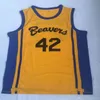 Maillot de basket-ball pour hommes, Teen Wolf Scott Howard 42 Beacon Beavers, 100% cousu jaune S-XXL