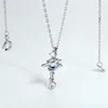 Beautiful Women Necklace Real 925 Silver Natural Blue Topaz Star Key Pendant For Party Gift With Chain253p309I