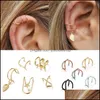 Boucles d'oreilles manchette d'oreille bijoux américain nouvelle mode femme personnalité simple mticolor or argent feuille balancent charme pour les filles livraison directe 2021 N