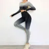 Ensembles de gymnastique sans couture tenue de sport pour femme ensemble de yoga survêtement dégradé soutien-gorge de sport taille haute jambières d'exercices costume de fitness J220706