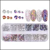 Nail Art Decorations Flat Back Iridescent Crystal Ab Rhinestones Set Round kralen Gem Pearls voor 3D DIY Crafts Dro Topscissors Dhils