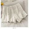 New fashion women's beach shorts summer holiday crochet lace hollow out floral elastic waist shorts solid color