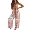 Women Sleeveless Tie-dye Beach Boho Casual Jumpsuit Summer Homewear Vacation High Street Romper Overalls Drop W220427