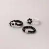 Klusterringar 3st/set ins mode handgjorda pärlfogar ringer för kvinnor vackra blommor justerbara smycken tillbehör anillo 2078