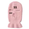 Máscara de esqui knit chapéu de face face balaclava máscara facial para esportes ao ar livre cs 3 buracos feijões de bordados