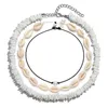 Zestaw naszyjnika do kobiet dla kobiet Pearl Choker Seashell Beas Beasho Beach Boho Regulowana biżuteria