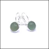 Charm Sier Plated Green Aventurine Quartz Healing Crystal Charms ￶rh￤ngen Geometriska naturliga sten￶rh￤ngen f￶r kvinnor juvel carshop2006 dh5sq