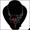 Pendant Necklaces Pendants Jewelry Fashion Heart-Shaped Gemstone Alloy Gothic Punk Fire-Breathing Dragon Necklace Drop Delivery 2021 Rnqh9