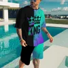 メンズトラックスーツファッションショートパンツトラックスーツキングTシャツ男性のための夏の男服セット