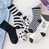 Socks & Hosiery 3 Pairs Fashion Cow Printed Sock Harajuku Japanese Style Cotton Women Cartoon Striped Solid School Girls Casual