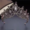 Hårklämmor Barrettes Vintage Rhinestone Crystal Metal Tiaras och Crowns Bridal Wedding Crown Jewelry Princess Diadem Head Ornament Black