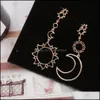 Pendientes colgantes de araña, joyería Bohemia, geometría de oro rosa para mujer, pendiente de luna y estrella hueca, bisutería para mujer, regalos llamativos, envío directo