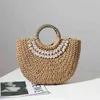 Borse per la spesa Semicerchio Shell Paglia Borsa da donna in rattan intrecciato a mano per Bohemia Travel Beach Clutch Borse Donna 220412