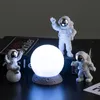 3Pc Action Figures and Moon Home Resin Astronaut Statue Room Office Desktop Decoration Presents Boy Gift 220727