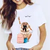 Kadınlar grafik seyahat tatili tatlı moda trend sevimli baskı karikatür bayan kıyafetleri üstleri tees basılı kadın tshirt tshirt 220527