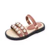 Sandals for Girls Kids Summer Beac Beading Chic Princess Shoes Children's Soft Sole Teens Swimming Slides Kids Sandals G220523