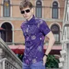 القمصان غير الرسمية للرجال ، فانزوان أزياء الذكور الرجال القصيرة الصيفية المطبوعة القميص الأرجواني المطبوع 713044 بلوزة مانمانز