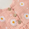 1 5 anos Garotas garotas roupas de verão Conjunto de botão de flor de flores sem mangas Tank TOK Mini -shorts Roupos 220713