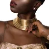 Annan uttalande Choker -halsband för kvinnor justerade lädermoment krage afrikanska vintage smycken guldfärg ukmocother