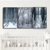 Affiches et imprimés de paysage de forêt naturelle en noir et blanc, peinture sur toile, tableau mural de Style scandinave et nordique pour salon