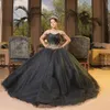 Robe de Quinceanera noire brillante 2022 pour Sweet 16 fille cristal princesse robe de bal fête d'anniversaire robes de bal robes de 15 años