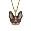 CZ Brass Large Witty dog with glasses Pendants Iced Out Hip Hop Necklace For Men And Women Party Jewelry Gift CN1371278Q