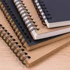 Kraft Cover Notebooks Journals Planner Spiral Notepads with Blank Paper Brown Copybook Diary for Travelers Students Drawing Painting