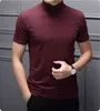 Printemps Et Été Hommes Demi Col Haut Coton Mercerisé À Manches Courtes Slim Body T-Shirt Hommes Couleur Unie Modale Col Haut Tendance Y220606