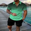 الموضة الصيفية النمر طباعة رجالي المسارات القميص القميص القميص القميص السائبة بدلة التتبع للرجال ملابس هاواي يضع سراويل بولو بقطعة قصيرة بانت مجموعة زائد الحجم
