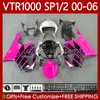 OEM Coroins de carénings pour Honda VTR RTV 1000 VTR1000 Rose Silvery 2000 2001 2002 2003 04 05 06 Body 123NO.191 RC51 SP1 RTV1000 00-06 SP2 VTR-1000 00 01 02 03 2004 2006 2006 Carrosserie