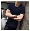 2021 New Men Summer Summer Sexy Trevable T Saly Solid Color V-Neck T Shirt Disual Short Sleeve Litness Tshirt بالإضافة إلى حجم 5XL G220512