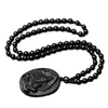 Pendant Necklaces Ganesha Black Obsidian Carved Ganesh Elephant Lucky Pendants Free Necklace Fine Crystal JewelryPendant