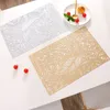 6/4pcs Rectangular Leaves Gilded Insulated Placemats High-end el Restaurant Dining Table mat Decoration Hollowed-out Placemat W220406