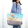 Sacs fourre-tout en toile de grande capacité pour femmes d'été de mode avec sac à main de conque d'étoile de mer de plage de tirette
