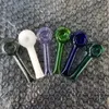 Bonito colher tubos de vidro espessura tubulações de mão artesanato bolso inodorável fumar tubos de fumo tubos coloridos tube de vidro resistente ao calor para acessórios de fumo Dab equipamento ferramentas