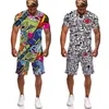 Herrsp￥rar Herrm￤n Summer 2-stycken Set Hip Hop Top Man/Female Casual Short Sleeve T-shirts Outfits Track Suites Streetwear