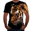 Dierlijke Print 3D Mens T-shirts Korte Mouw Losse Casual Ademend Tiger Patroon Top Casual New Wolf Dog Tieners Draag