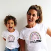 1pc Rainbow Mother Mother дочь Tshirts Summer Family, соответствующая нарядам мама, малышка, мама и я одежда для футболки Женщина девочки хлопок 220531