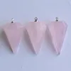 Anhänger Halsketten Großhandel 6 teile/los 2022 Mode Natürliche Rosa Stein Pyramide Form Anhänger 18x36mm Für Halskette Schmuck machen