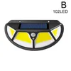 Lampada da parete solare Sensore di movimento esterno 102LED 3 modalità di funzionamento Lampione stradale di sicurezza per recinzione da giardino, cortile, garage