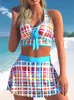 Blue Print Spirt Swimsuit Kobiety Bikini High talia Krzyż kąpieli Seksowne Seksowne kostium kąpielowy plażowy Biquini W220425