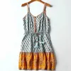 Bohemian Open Button V Neck Floral Print Boho Dress Summer Holiday Woman Tassel Nacing Up Midjeklänningar Beach Sling Vestido 220511